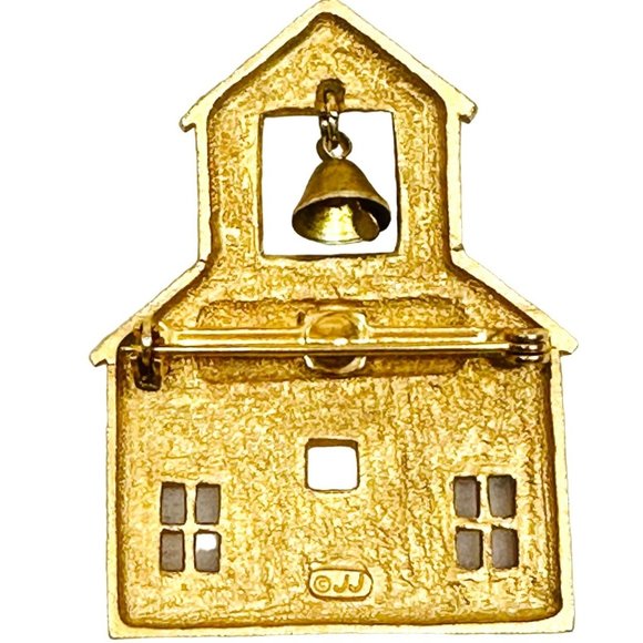 Vintage Schoolhouse Brooch by Jonette Jewelry (JJ) 1980s - Picture 2 of 3